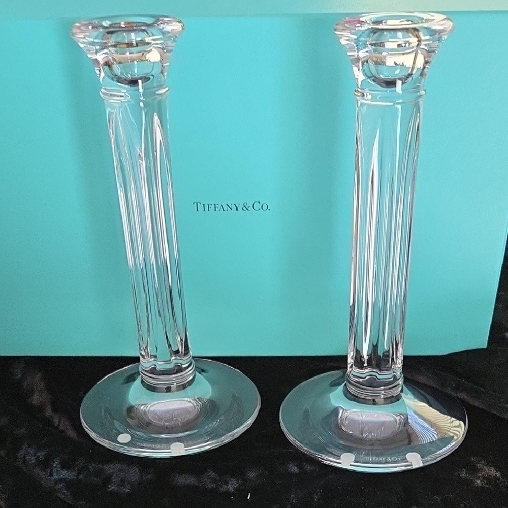 Tiffany & Co. Crystal Candlesticks, Vintage and Never Used